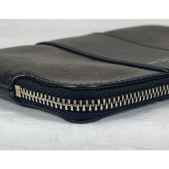 Coach Wallet Corner Zip Signature PVC Wristlet Two-Tone Dark Brown EUC Wallet - Picture 6 of 15